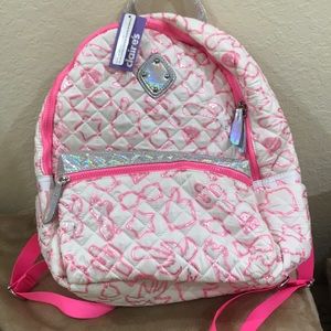 NEW Claire’s puffy white & pink backpack